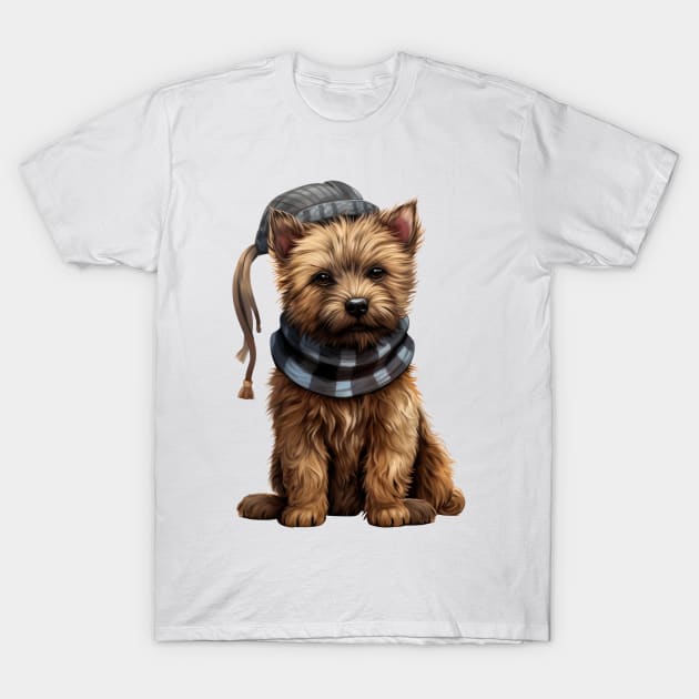 Winter Cairn Terrier Dog T-Shirt by Chromatic Fusion Studio